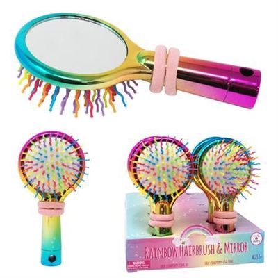 PP Rainbow Bristle Mirrored Hairbrush