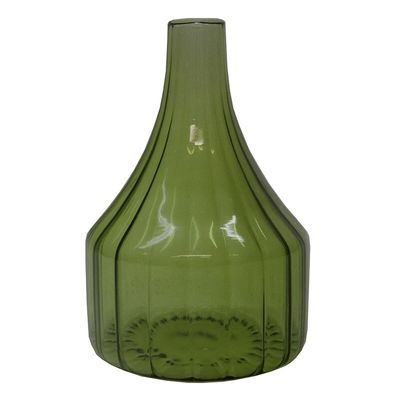 Sienna Ribbed Vase Squat - Green