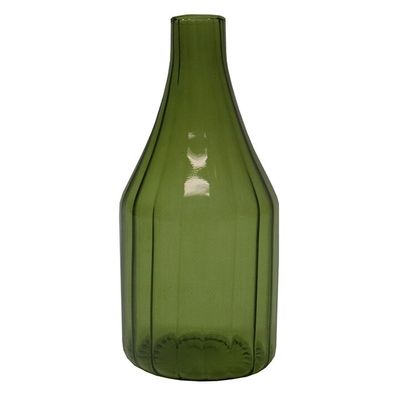 Sienna Ribbed Vase 11cm Green