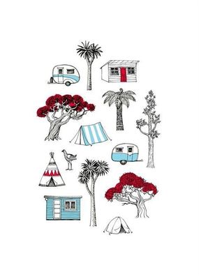 Happy Campers Tea Towel