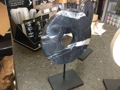 Marble Circle on Stand Black 15cm x 30cm high