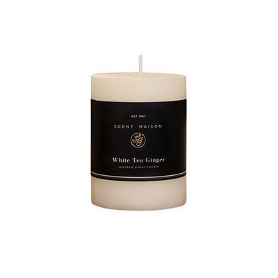 Pillar Candle White Tea Ginger 3x4.