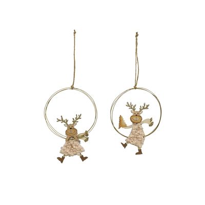 Hanging Woolly Deer in Wreath