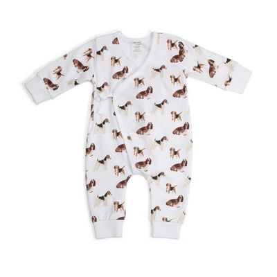 Dogs Cotton Fleece Tie Babygrow