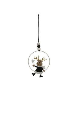 Hanging Black Metal Deer in Wreath