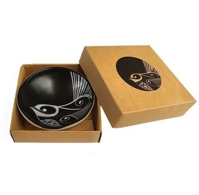 Piwakawaka White on Black 7cm Porcelain Bowl