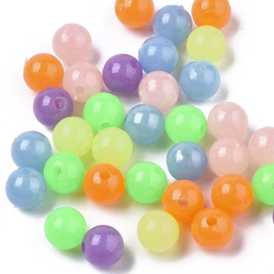 Luminous Round hard beads - Mixed colours 8mm 30pc