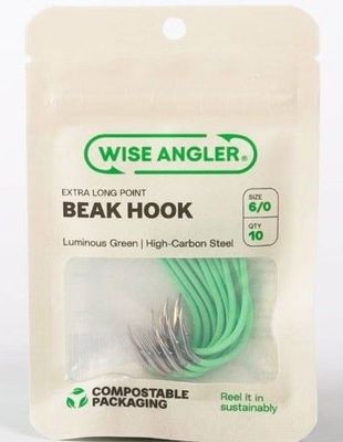 Wise Angler - Luminous Green Beak Hook 6/0 - Extra Long Point
