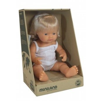 Miniland Doll - Anatomically Correct Baby, Caucasian Girl 38 cm