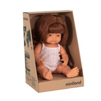 Miniland Doll - Anatomically Correct Baby, Caucasian Girl, RED HEAD , 38 cm