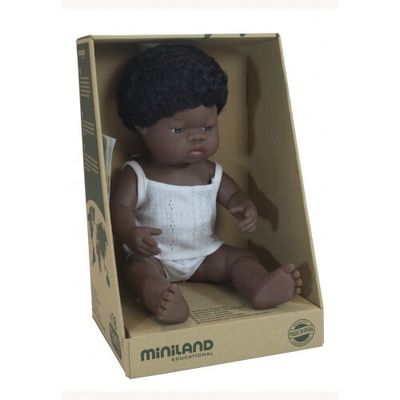 Miniland Doll - Anatomically Correct Baby, African Boy 38 cm