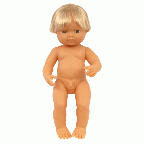 Miniland Doll - Anatomically Correct Baby, Caucasian Boy 38 cm UNDRESSED