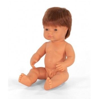 Miniland Doll - Anatomically Correct Baby, Caucasian Boy, Red Head 38 cm UNDRESSED