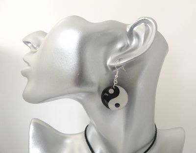 Yin &amp; Yang graphic design resin earrings