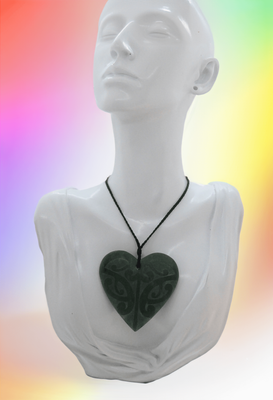 Pounamu greenstone Manawa heart necklace