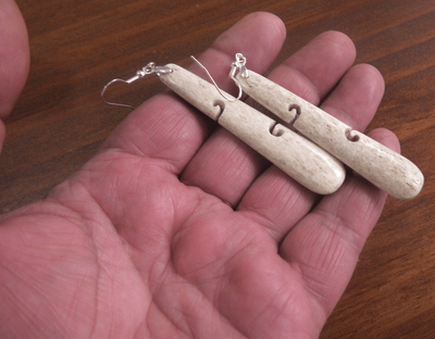 Whale bone carving earrings