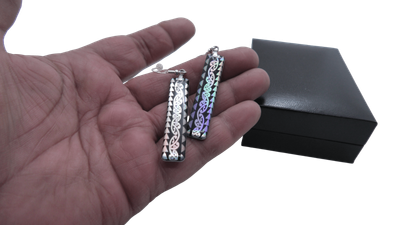 Holographic Kowhaiwhai design earrings