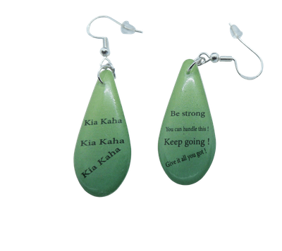 &ldquo;Kia Kaha Resin Earrings &ndash; Affirmation Jewelry in Te Reo Māori&rdquo;