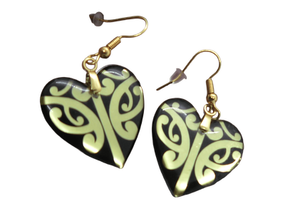 Gold heart shape resin earrings