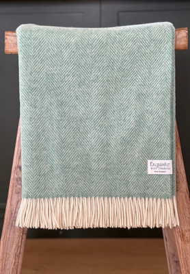 Exquisite Blanket Co I 100% Merino throws - Eucalytus or Sage
