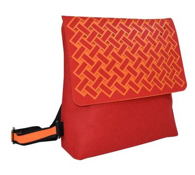 Jo Luping I Eco-felt backpack, Orange weave