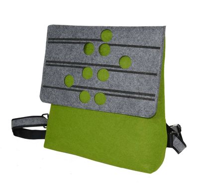 Jo Luping I Eco-felt backpack, Ponga Green &amp; Grey