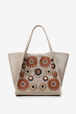 SALE - (Was $299) Desigual - Taupe Flower Embossed 2 in 1 Shopper Bag