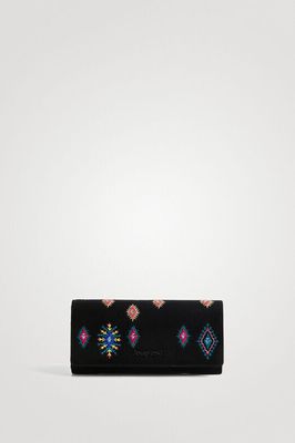 SALE - (Was $189) Desigual Embroidered Black Long Wallet