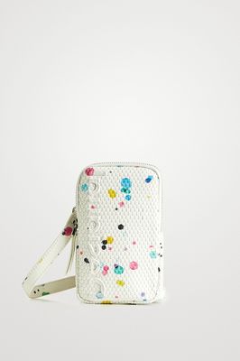 SALE - (Was $169) Desigual White Paint Splat Braided Phone Pouch