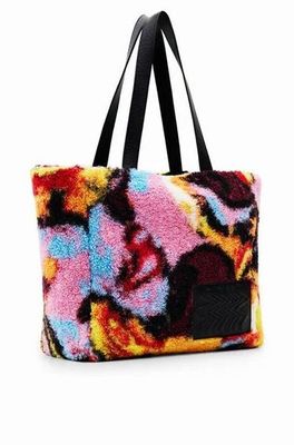Desigual Colourful Faux Sheepskin Maxi Shopper Bag