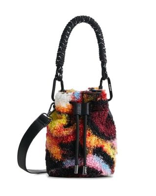 Desigual Colourful Faux Mini Sheepskin Bucket Bag