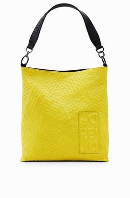 Desigual Yellow Large Geometric Bucket Bag