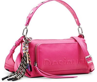 Desigual Fuchsia Small Crossbody Bag With 3 Straps and Front Pocket