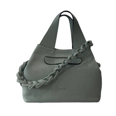 Ripani Maggiore Leather Bag with Plaited Strap Light Blue