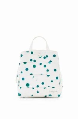 Desigual White/Green Droplets Woven Backpack