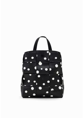 Desigual Black/White Droplets Woven Backpack