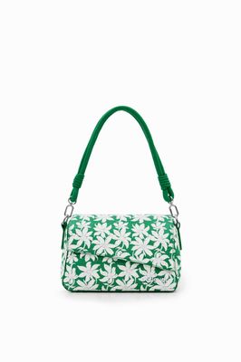 Desigual Green/White Floral Textured Crossbody Bag