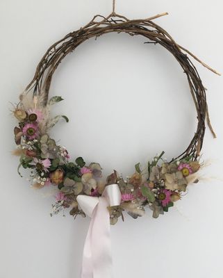 6-5. Designer Dried Flower Wreath - 35cm - &quot;I want to&quot; READY-MADE