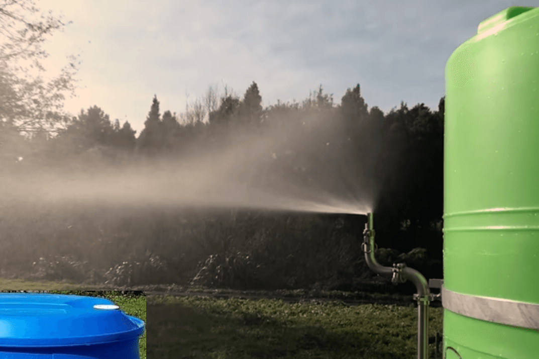 Spraying microbes and nutrients with a Cyclone Sprayer 