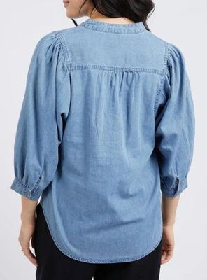 Sophie Shirt - Blue and Washed Black