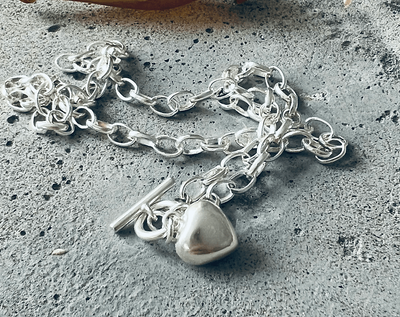 Sterling Silver Heart Chain Link Necklace