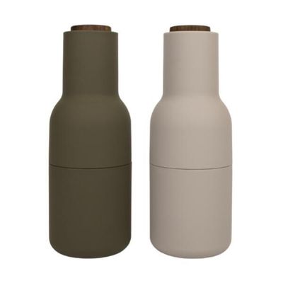 Menu Bottle Grinders - Hunting Green &amp; Beige (w Walnut Lid)