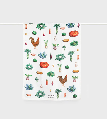 Father Rabbit Tea Towel - Vintage Vegetables