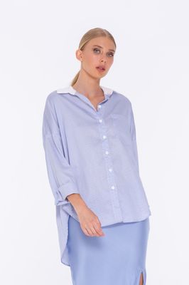 Blak Girlfriend Shirt - Blue/White Fine Stripe
