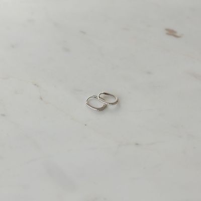 Sophie So Sleek Rock Hoop Earrings - Silver