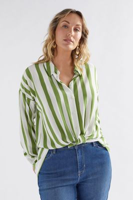 Elk Tilbe Paint Shirt - Green/White Stripe