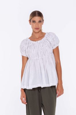 Blak Butterfly Top - White w Black Pinstripe