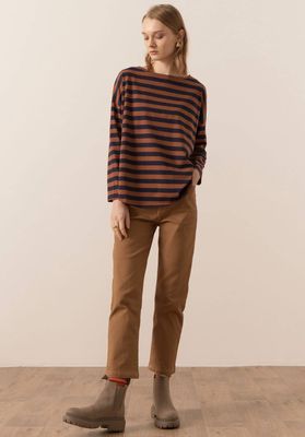 Pol James Striped L/S Tee - Toffee/Ink