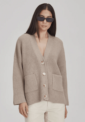 Commoners Wool/Cashmere Boxy Cardi - Slate