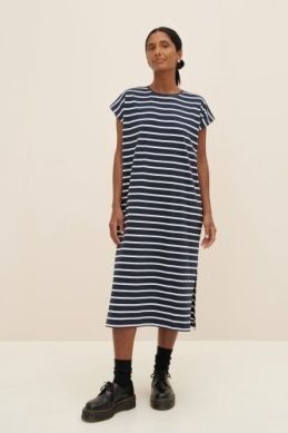 Kowtow Form Dress - Navy Breton Stripe